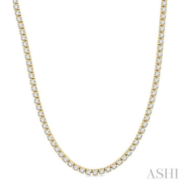 10 Ctw Round Cut Diamond Tennis Necklace in 14K Yellow Gold